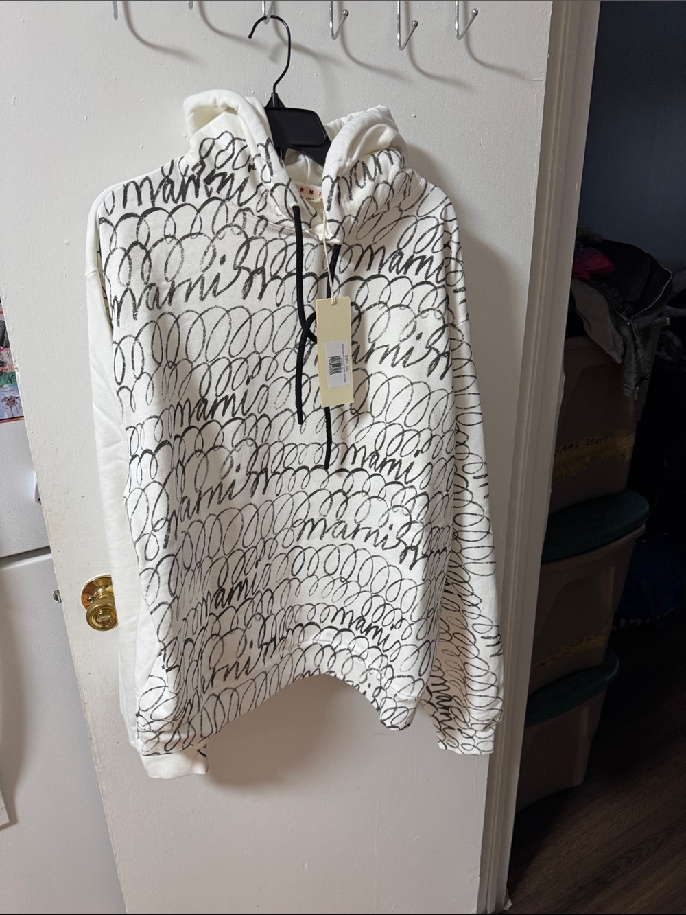Marni Cream and Black Script Logo Crewneck Sweater - Picture 6 of 7